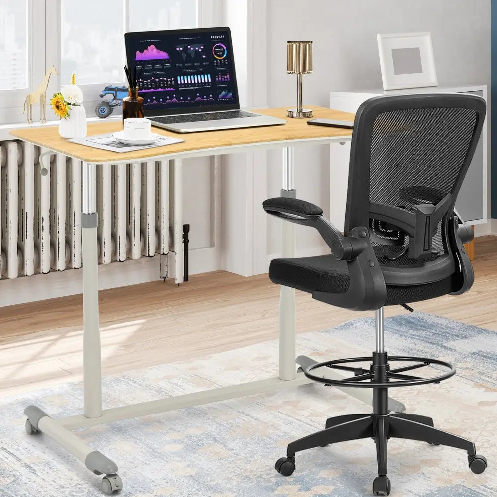 Height Adjustable Computer Desk Sit to Stand Rolling Notebook Table -Natural - Natural - Standing Desks