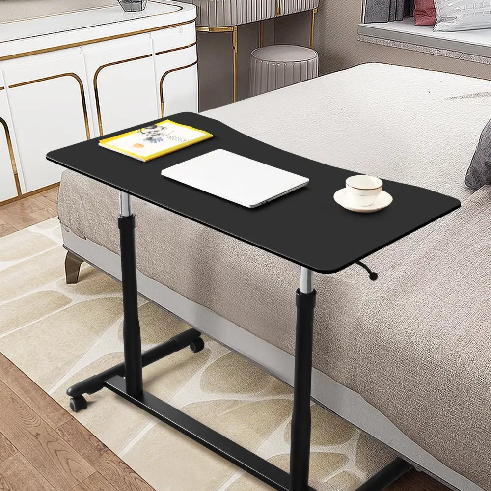 Height Adjustable Computer Desk Sit to Stand Rolling Notebook Table -Black - Black - Standing Desks