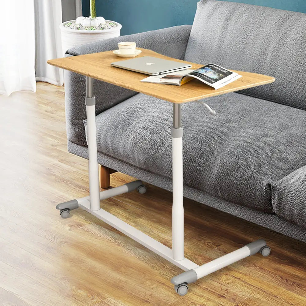 Height Adjustable Computer Desk Sit to Stand Rolling Notebook Table -Natural - Natural - Standing Desks