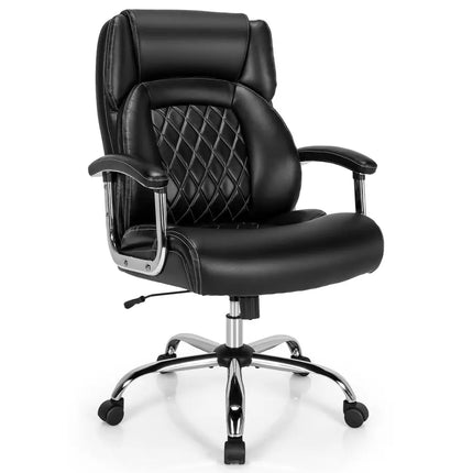 Height Adjustable Executive Chair Computer Desk Chair with Metal Base-Black Costway