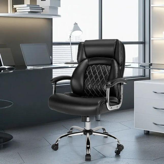Height Adjustable Executive Chair Computer Desk Chair with Metal Base-Black Costway