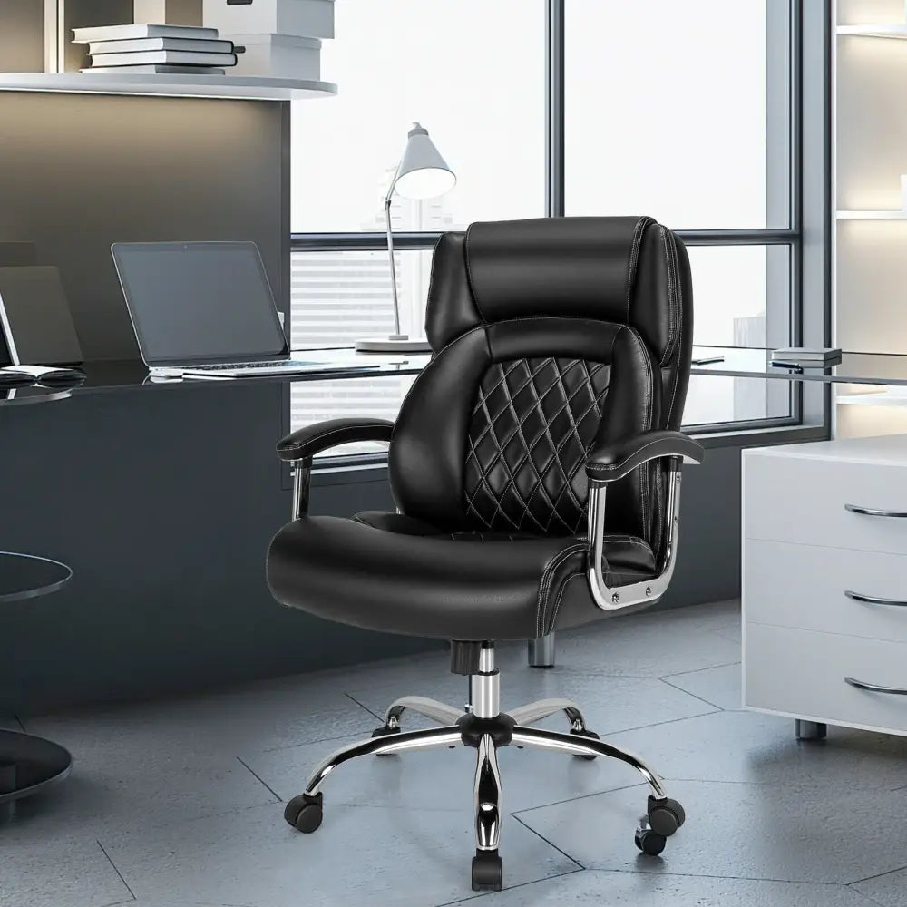 Height Adjustable Executive Chair Computer Desk Chair with Metal Base-Black Costway