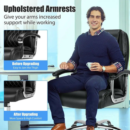 Height Adjustable Executive Chair Computer Desk Chair with Metal Base-Black Costway