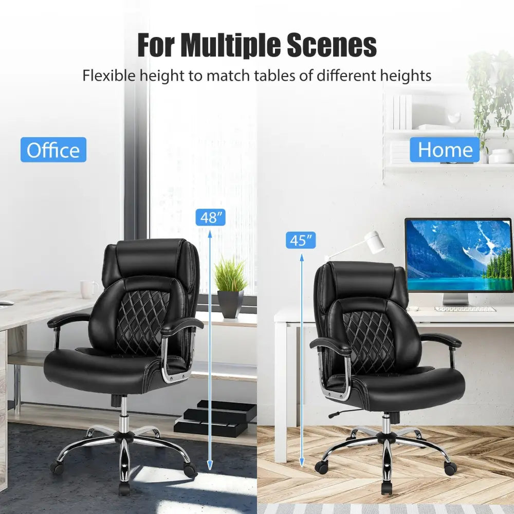 Height Adjustable Executive Chair Computer Desk Chair with Metal Base-Black Costway