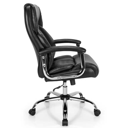 Height Adjustable Executive Chair Computer Desk Chair with Metal Base-Black Costway