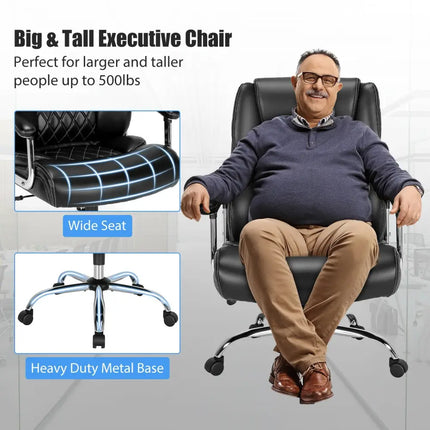 Height Adjustable Executive Chair Computer Desk Chair with Metal Base-Black Costway