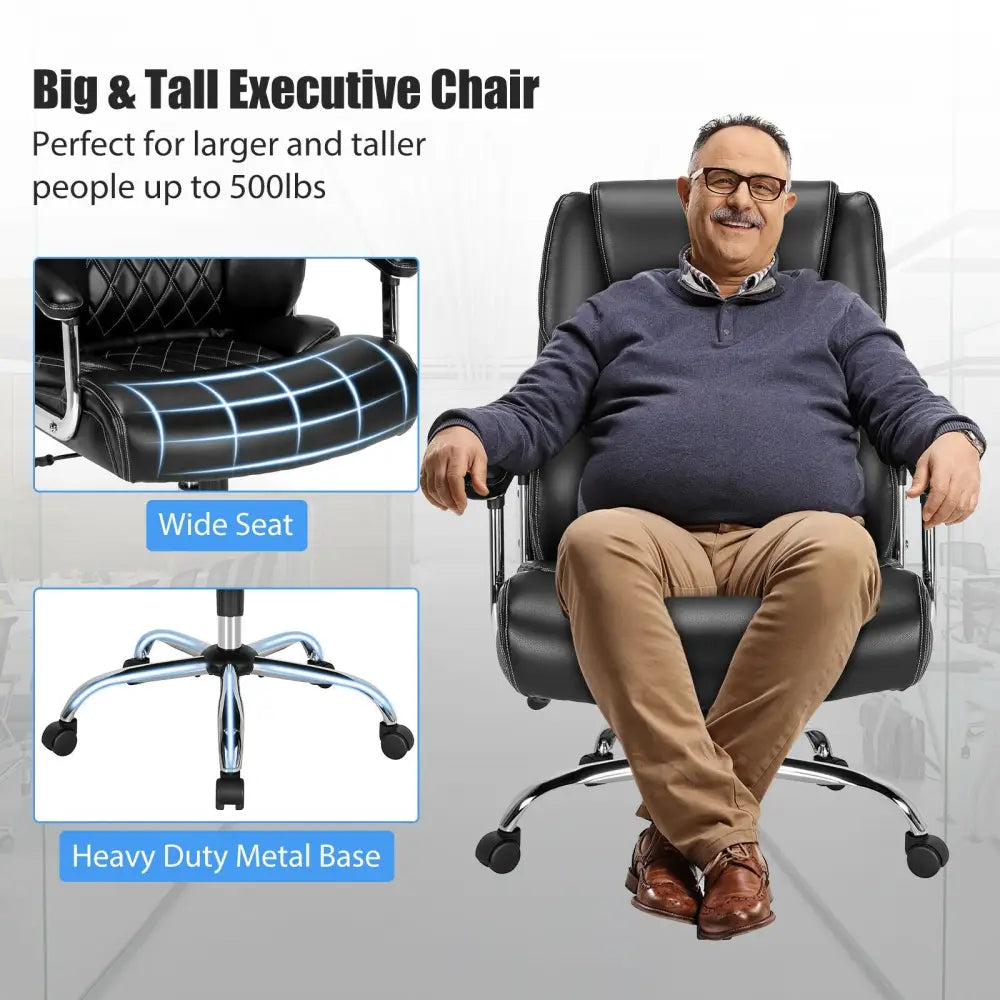 Height Adjustable Executive Chair Computer Desk Chair with Metal Base-Black Costway