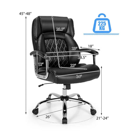 Height Adjustable Executive Chair Computer Desk Chair with Metal Base-Black Costway