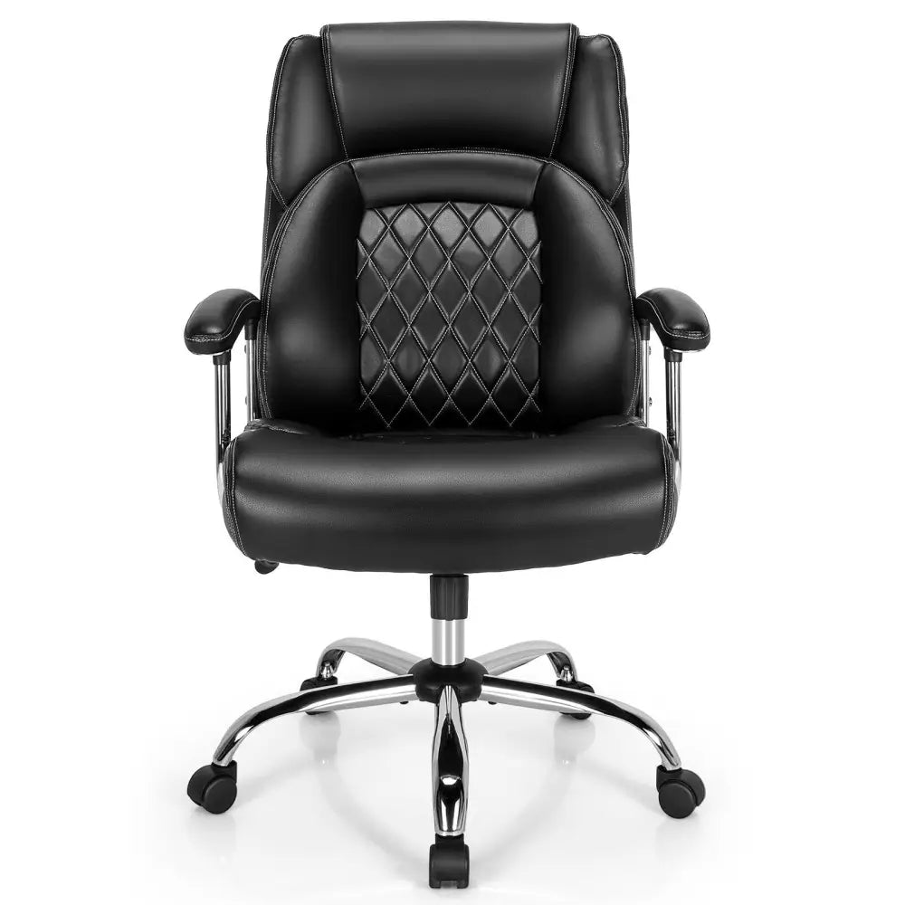 Height Adjustable Executive Chair Computer Desk Chair with Metal Base-Black Costway