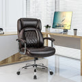 Height Adjustable Executive Chair Computer Desk Chair with Metal Base-Brown Costway