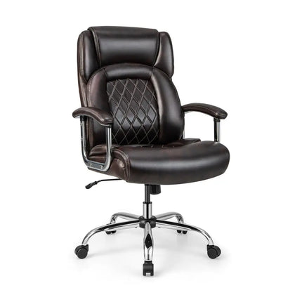 Height Adjustable Executive Chair Computer Desk Chair with Metal Base-Brown Costway