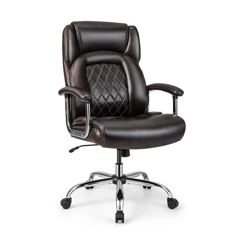 Height Adjustable Executive Chair Computer Desk Chair with Metal Base-Brown Costway