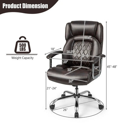 Height Adjustable Executive Chair Computer Desk Chair with Metal Base-Brown Costway