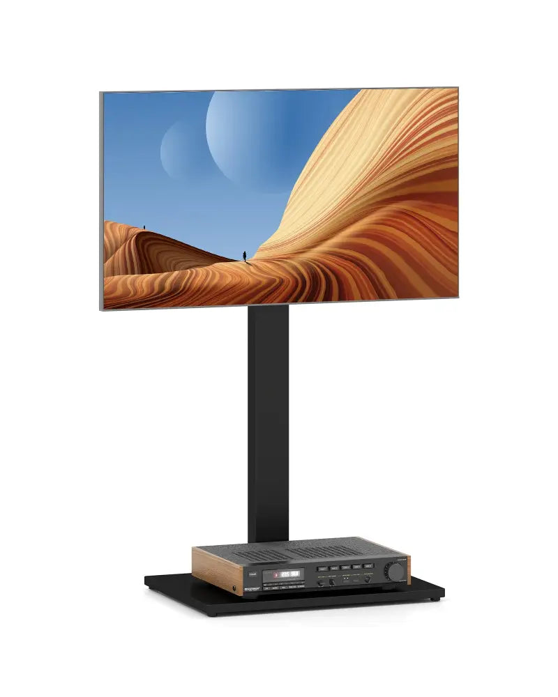 Height Adjustable Floor TV Stand with AV Shelf for 32-70 Inch TVs - Black - Entertainment Centers & TV Stands