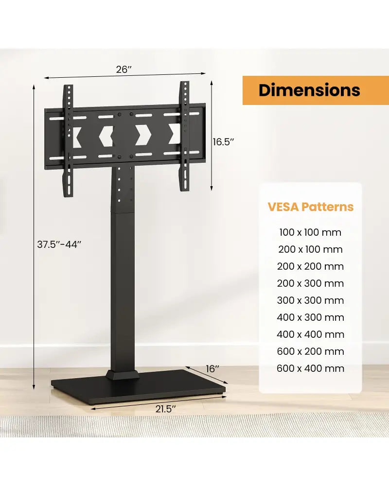 Height Adjustable Floor TV Stand with AV Shelf for 32-70 Inch TVs - Black - Entertainment Centers & TV Stands