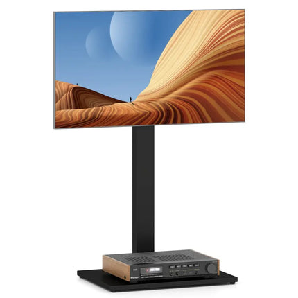 Height Adjustable Floor TV Stand with AV Shelf for 32-70 Inch TVs - Black - Entertainment Centers & TV Stands