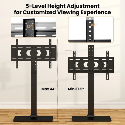 Height Adjustable Floor TV Stand with AV Shelf for 32-70 Inch TVs - Black - Entertainment Centers & TV Stands