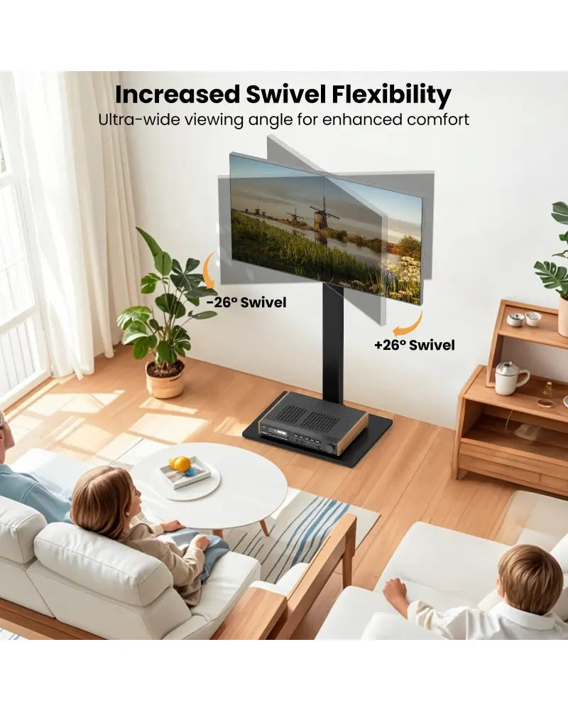 Height Adjustable Floor TV Stand with AV Shelf for 32-70 Inch TVs - Black - Entertainment Centers & TV Stands