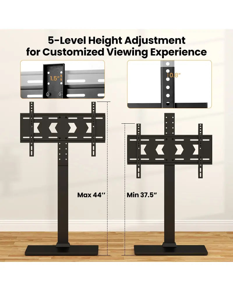 Height Adjustable Floor TV Stand with AV Shelf for 32-70 Inch TVs - Black - Entertainment Centers & TV Stands