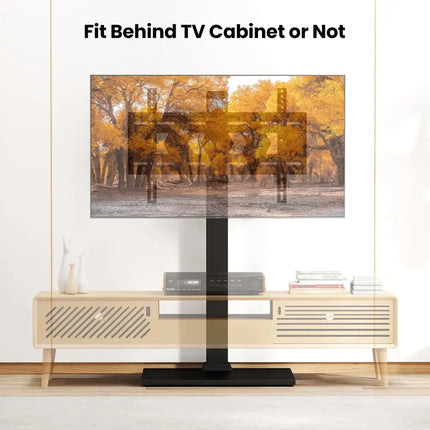Height Adjustable Floor TV Stand with AV Shelf for 32-70 Inch TVs - Black - Entertainment Centers & TV Stands