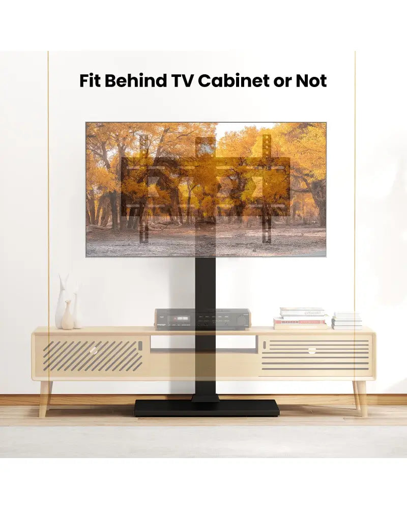 Height Adjustable Floor TV Stand with AV Shelf for 32-70 Inch TVs - Black - Entertainment Centers & TV Stands