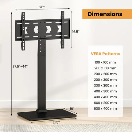 Height Adjustable Floor TV Stand with AV Shelf for 32-70 Inch TVs - Black - Entertainment Centers & TV Stands