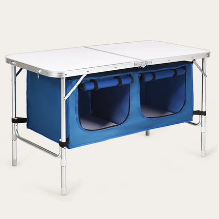 Height Adjustable Folding Camping Table-Blue - Blue - Camping Furniture