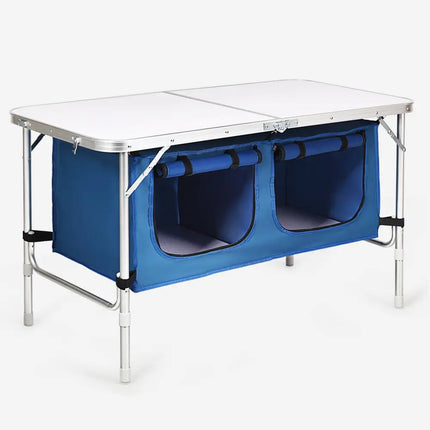 Height Adjustable Folding Camping Table-Blue - Blue - Camping Furniture