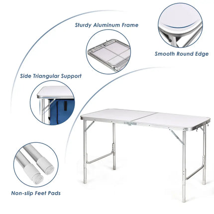 Height Adjustable Folding Camping Table-Blue - Blue - Camping Furniture