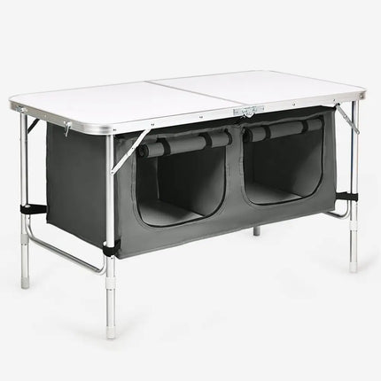 Height Adjustable Folding Camping Table-Gray - Gray - Camping Furniture