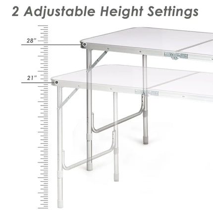 Height Adjustable Folding Camping Table-Gray - Gray - Camping Furniture