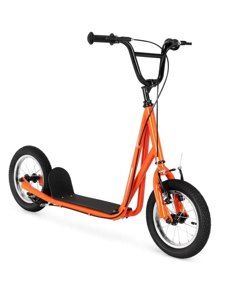 Height Adjustable Kid Kick Scooter with 12 Inch Air Filled Wheel-Orange - Orange - Scooters