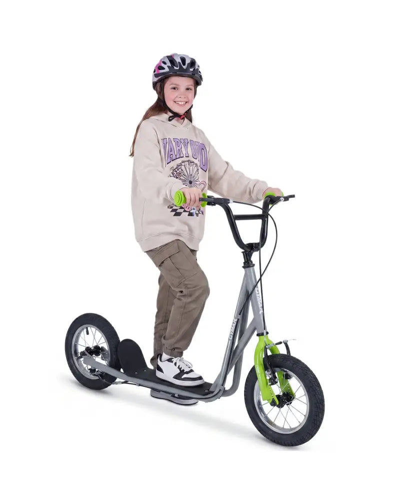 Height Adjustable Kid Kick Scooter with 12 Inch Air Filled Wheel-Grey - Gray - Scooters