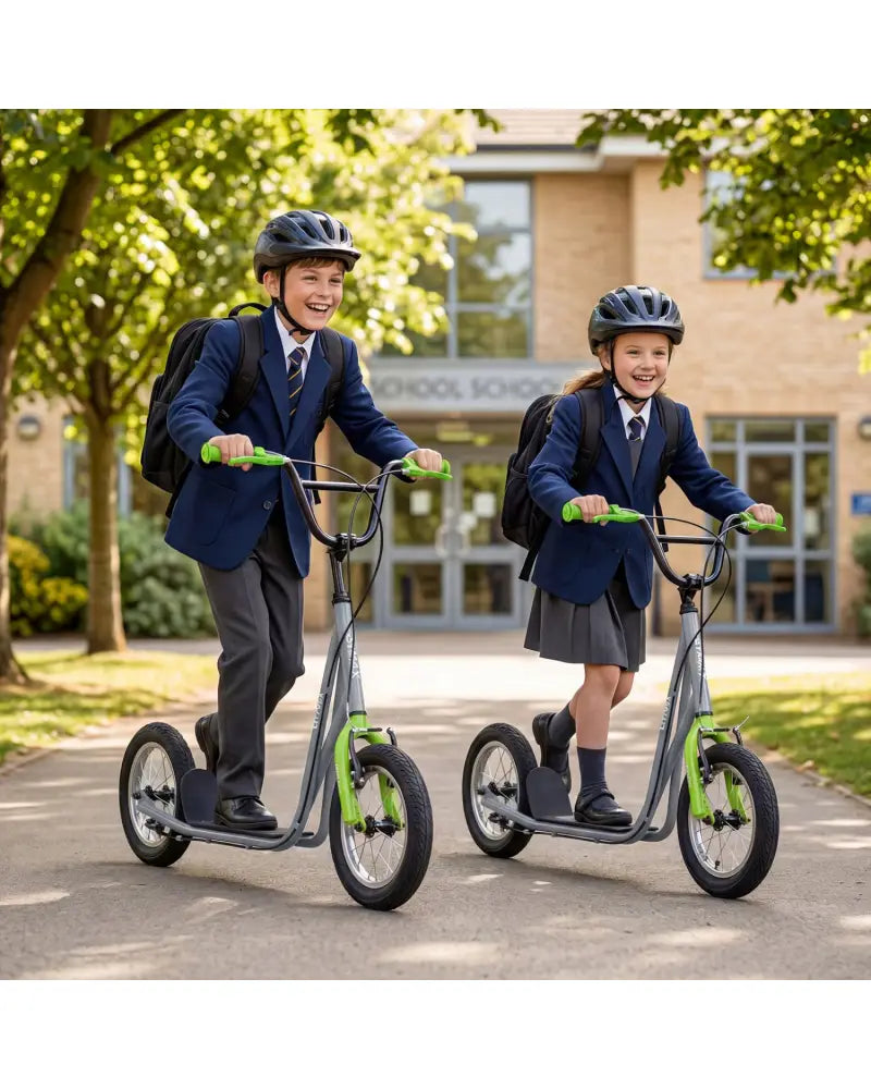 Height Adjustable Kid Kick Scooter with 12 Inch Air Filled Wheel-Grey - Gray - Scooters