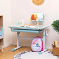 Height-Adjustable Kids Desk with Tilt Desktop and Book Stand-Blue - Blue - Kids Table & Chair Sets