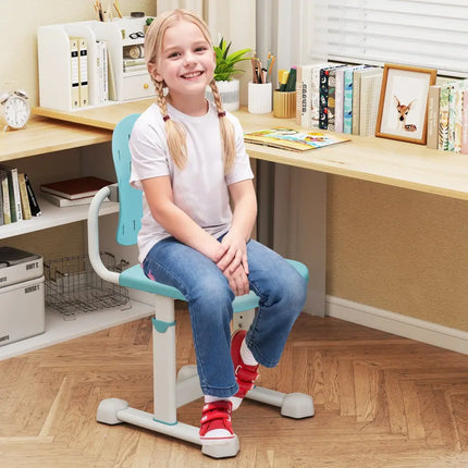 Height-adjustable Kid’s Study Chair with Double Back Support and Breathable Seat for 3+ Years Old-Blue - Blue - Kids
