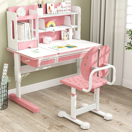 Height-adjustable Kid’s Study Chair with Double Back Support and Breathable Seat for 3+ Years Old-Pink - Pink - Kids