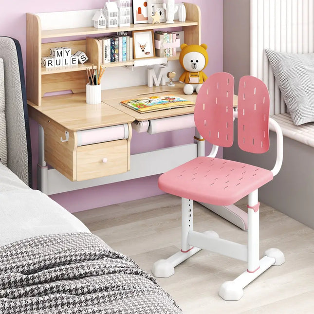 Height-adjustable Kid’s Study Chair with Double Back Support and Breathable Seat for 3+ Years Old-Pink - Pink - Kids