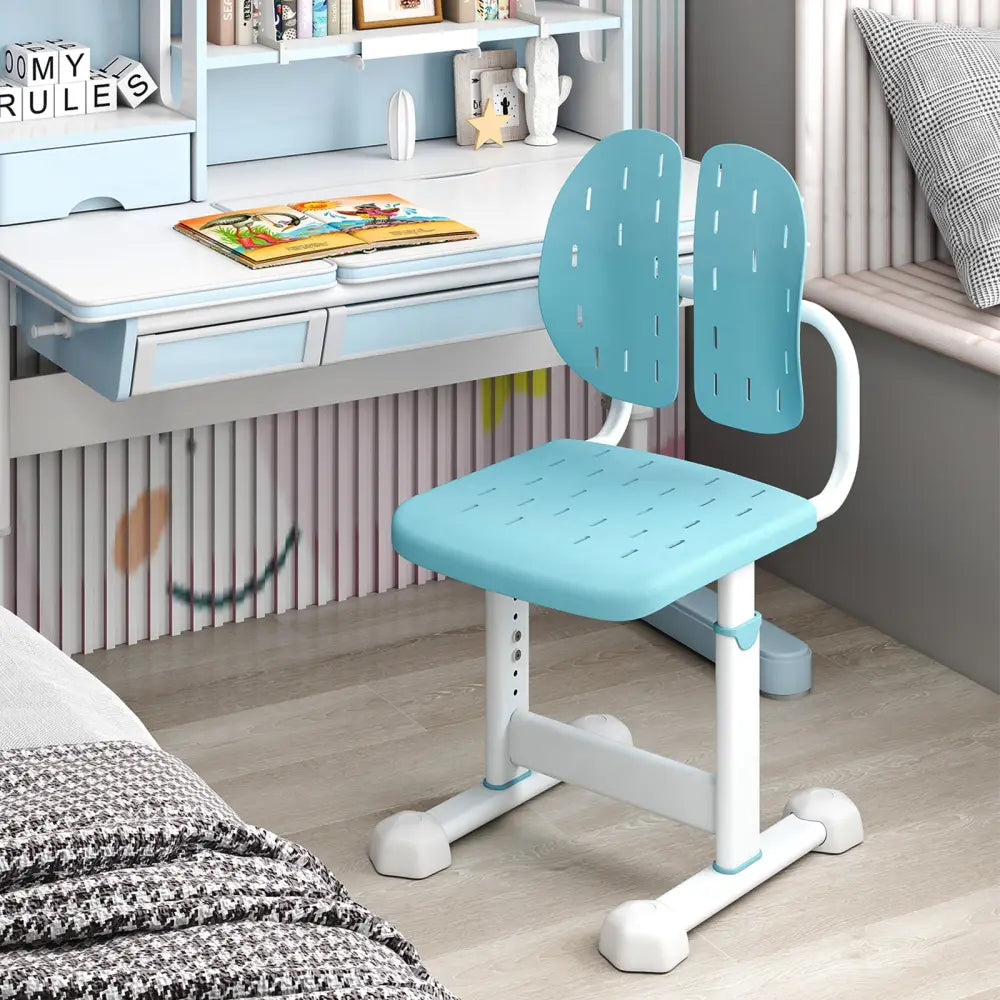 Height-adjustable Kid’s Study Chair with Double Back Support and Breathable Seat for 3+ Years Old-Blue - Blue - Kids