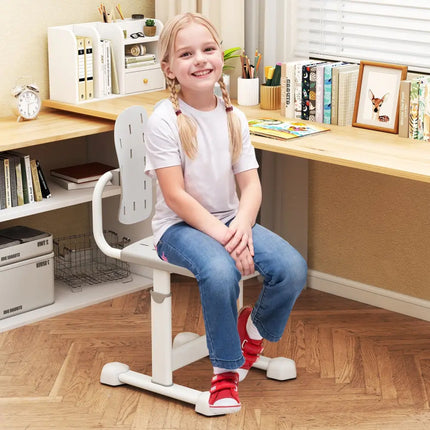 Height-adjustable Kid’s Study Chair with Double Back Support and Breathable Seat for 3+ Years Old-Gray - Gray - Kids