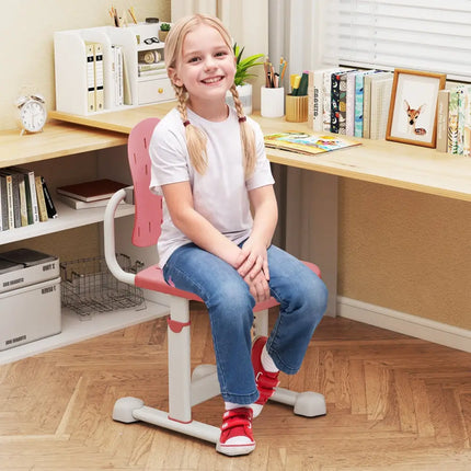 Height-adjustable Kid’s Study Chair with Double Back Support and Breathable Seat for 3+ Years Old-Pink - Pink - Kids