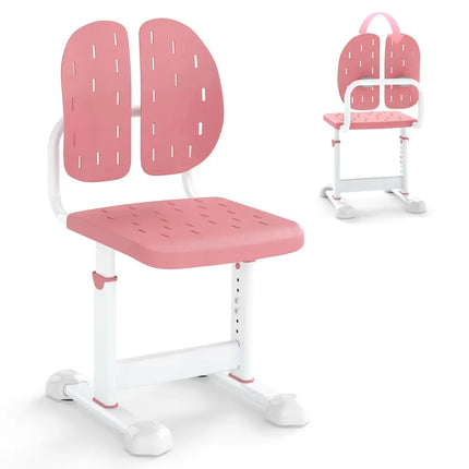 Height-adjustable Kid’s Study Chair with Double Back Support and Breathable Seat for 3+ Years Old-Pink - Pink - Kids