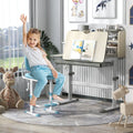 Height Adjustable Kids Study Desk with Tilt Desktop for 3-12 Years Old-Gray - Gray - Kids Table & Chair Sets