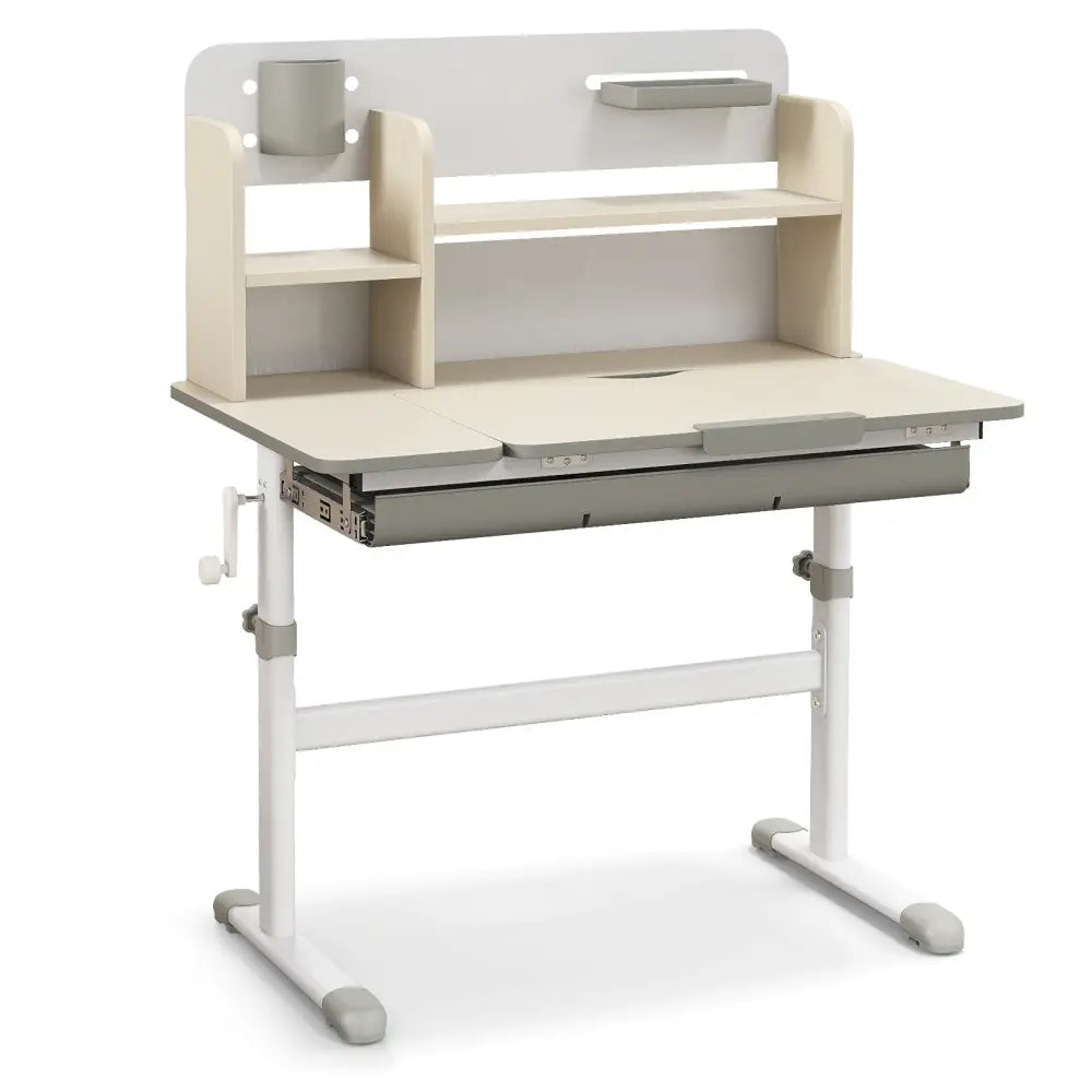 Height Adjustable Kids Study Desk with Tilt Desktop for 3-12 Years Old-Gray - Gray - Kids Table & Chair Sets