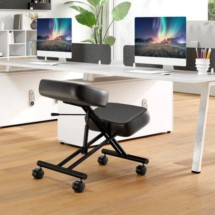 Height Adjustable Kneeling Chair Posture Correction Stool - Black - Kneeling Chairs