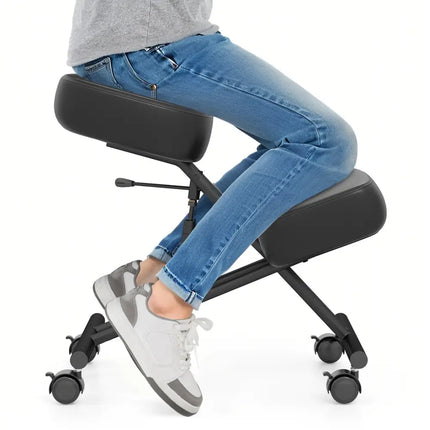 Height Adjustable Kneeling Chair Posture Correction Stool - Black - Kneeling Chairs