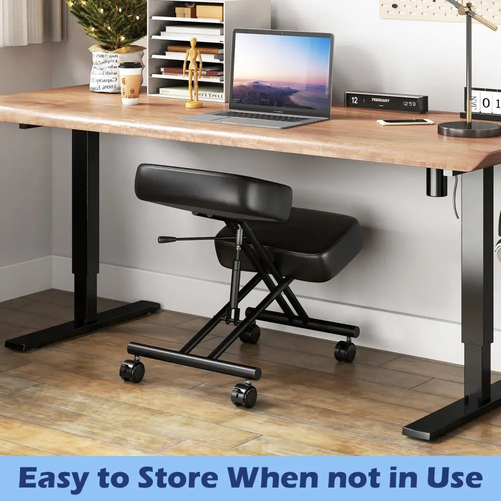 Height Adjustable Kneeling Chair Posture Correction Stool - Black - Kneeling Chairs