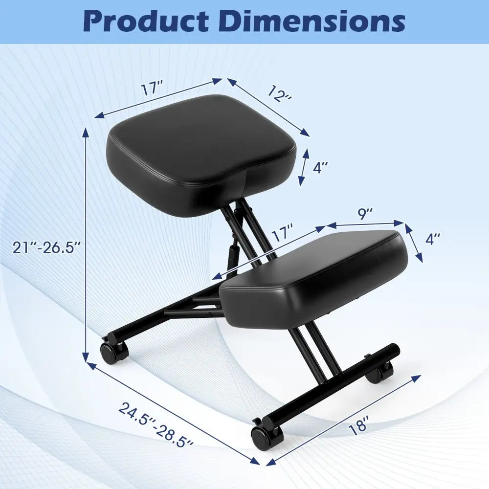Height Adjustable Kneeling Chair Posture Correction Stool - Black - Kneeling Chairs