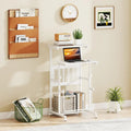 Height Adjustable Mobile Computer Stand-Up Desk with Two Modes-White - White - Laptop Tables & Printer Stands