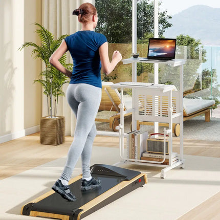 Height Adjustable Mobile Computer Stand-Up Desk with Two Modes-White - White - Laptop Tables & Printer Stands